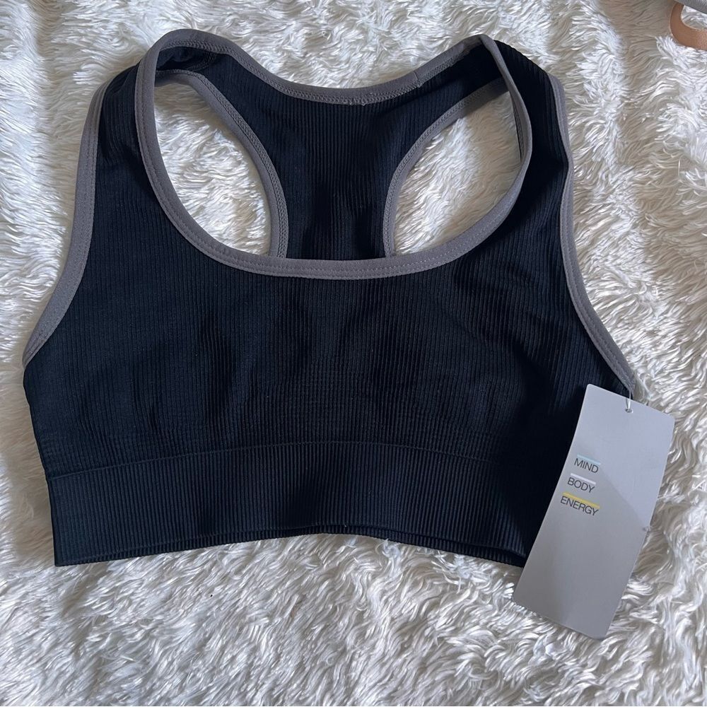 Z by Zella Rival Seamless Bra in Black/Grey Size XS NEW
